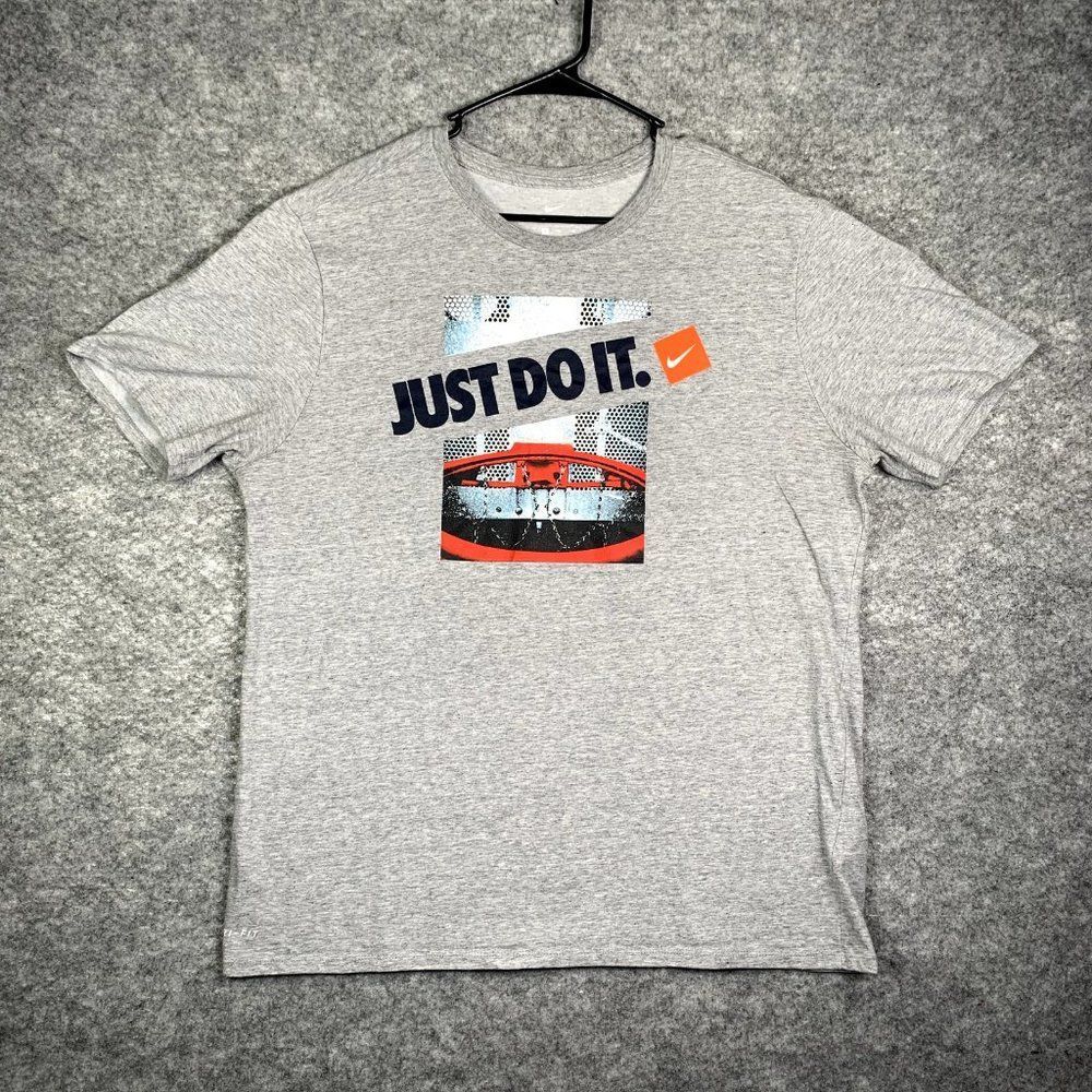 The Nike Tee Shirt Dri Fit Adult Extra Large Gray Just Do It Basketball Casual
